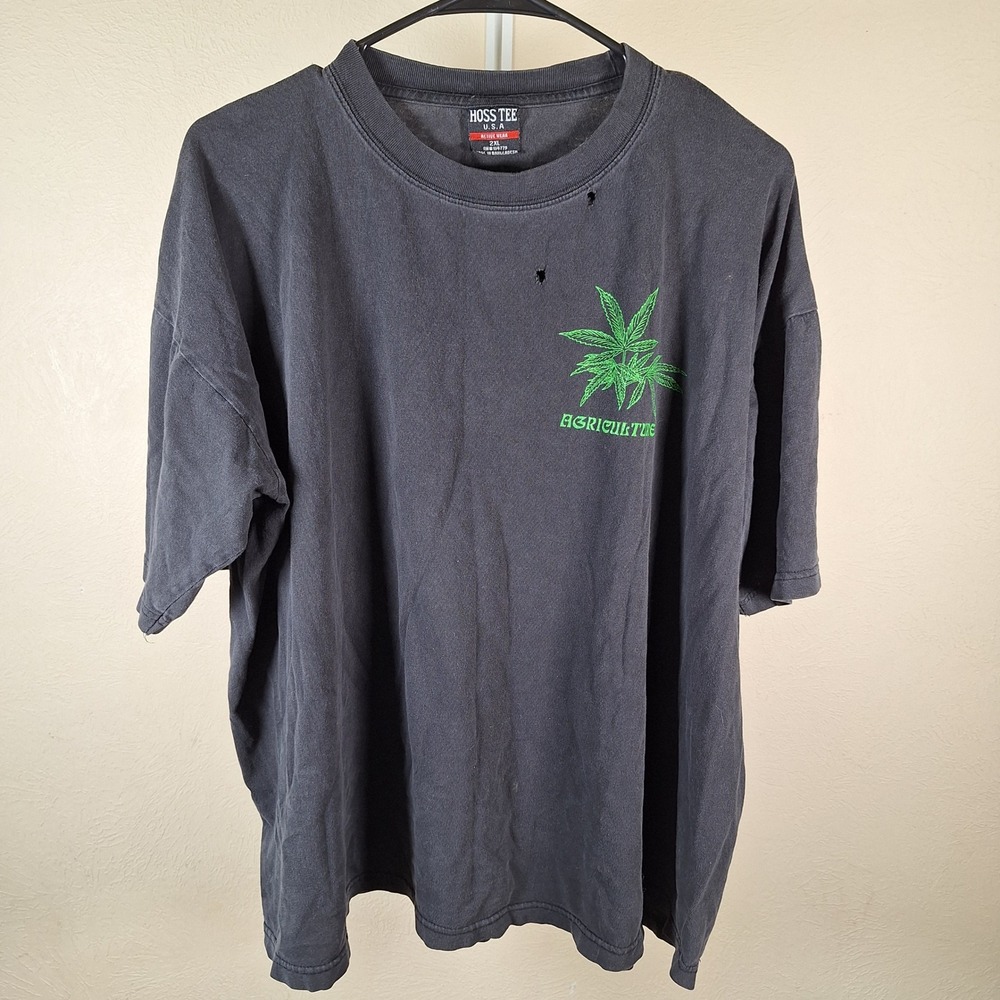 Hoss Tee Vintage Y2K Cannabis Weed Stoner Humor Shirt Agriculture  Faded 2XL